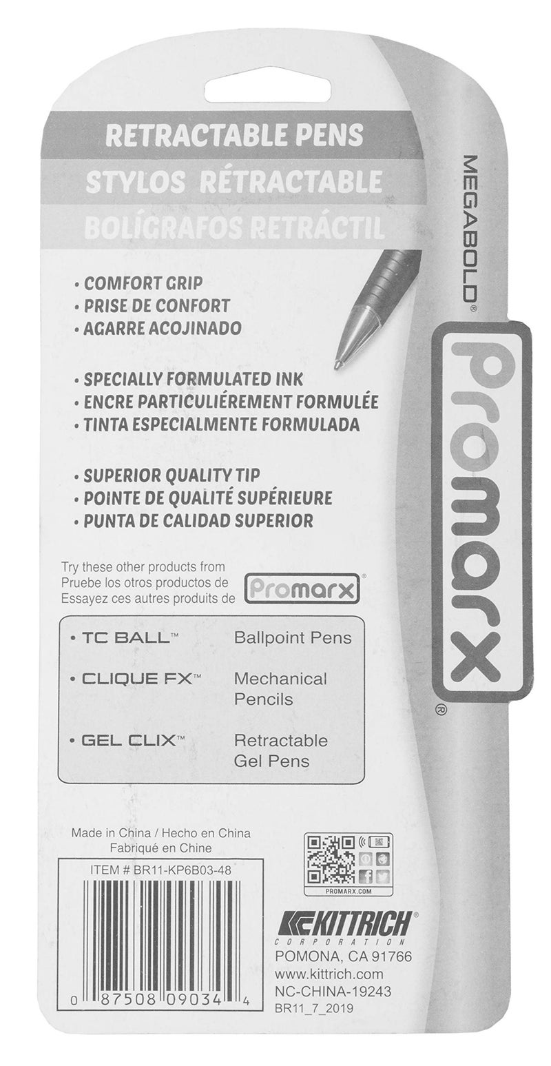 Promarx Megabold Retractable Ballpoint Pens with Comfort Grip, 1.6 mm, Black, 3 Count - Image 4